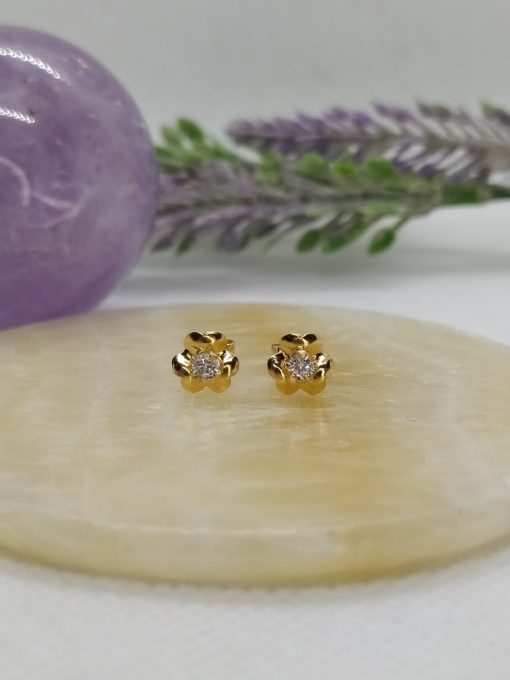 Aros trébol circón 1.3 grs Oro 18k 4