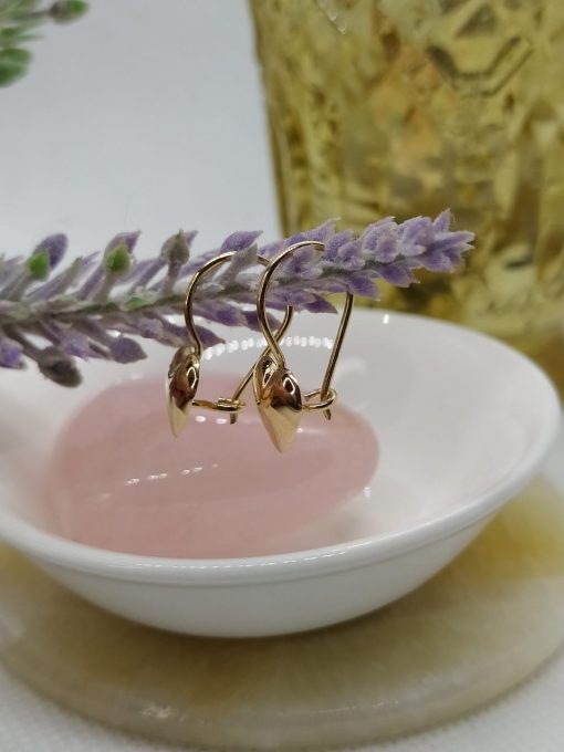 Aros corazón colgante gancho fijo 1.6 grs Oro 18k 1