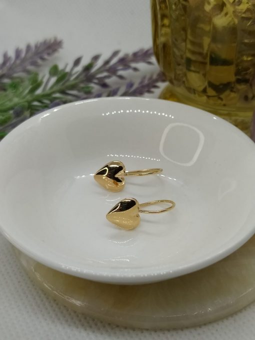 Aros corazón colgante gancho fijo 1.6 grs Oro 18k 2