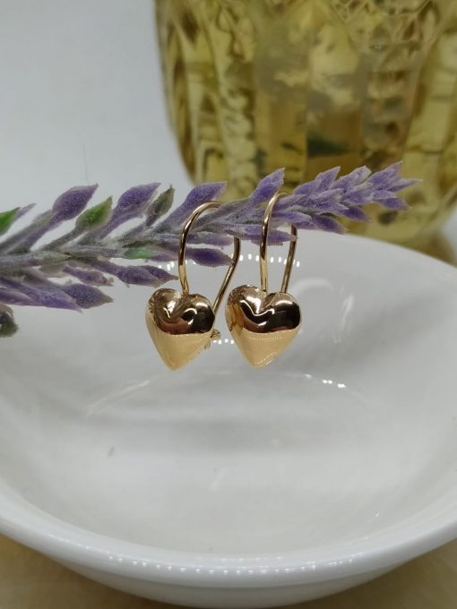 Aros corazón colgante gancho fijo 1.6 grs Oro 18k 3