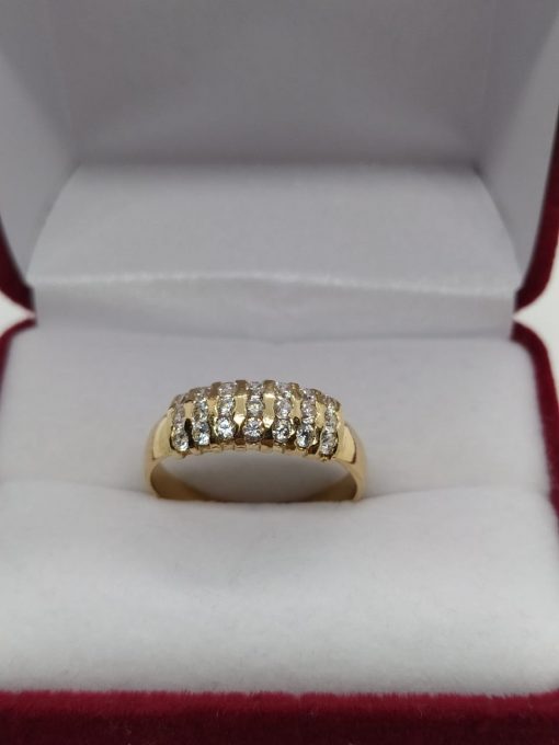 Anillo medio cintillo triple circón 4 grs Oro 18k 2