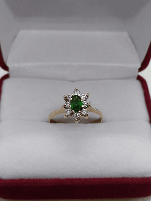 Anillo lady esmeraldina circón 3 grs Oro 18k