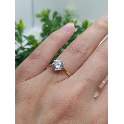 Anillo solitario circón 6 grifas 2.4 grs Oro 18k