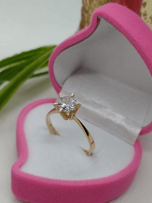 Anillo solitario de paleta circón 2.8 grs Oro 18k
