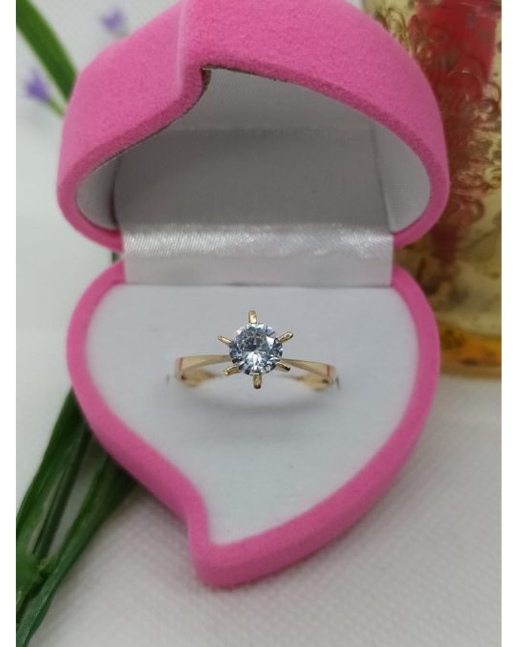 Anillo solitario de paleta circón 2.8 grs Oro 18k