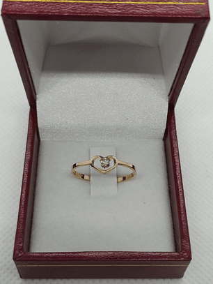 Anillo corazón circón 1.3 grs Oro 18k