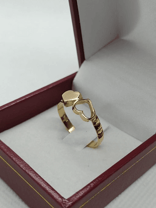Anillo doble corazón tu y yo 2.4 grs Oro 18k