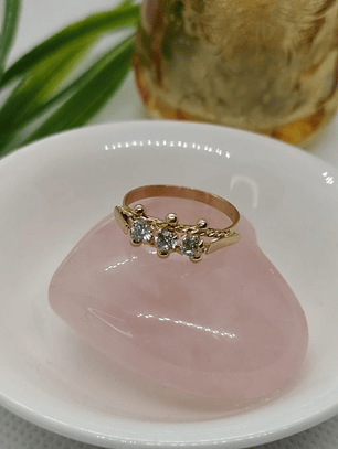 Anillo tricillo circón 2.4 grs Oro 18k