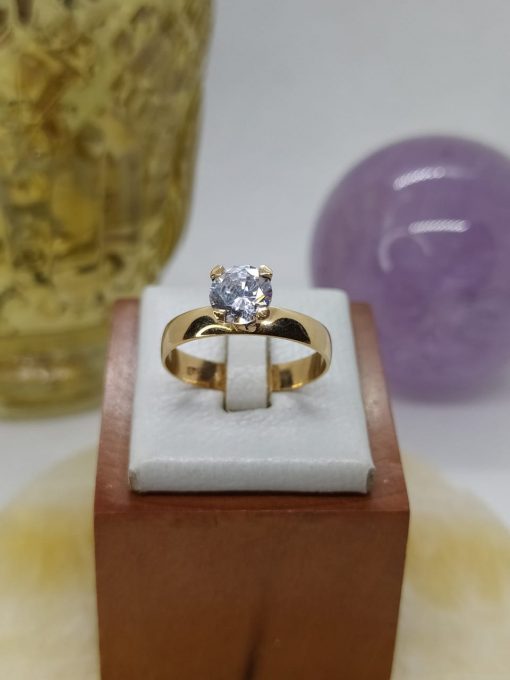Anillo solitario ancho circón 2.9 grs Oro 18k 3