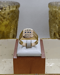 Anillo sello circónes y zafiros 6 grs Oro 18k