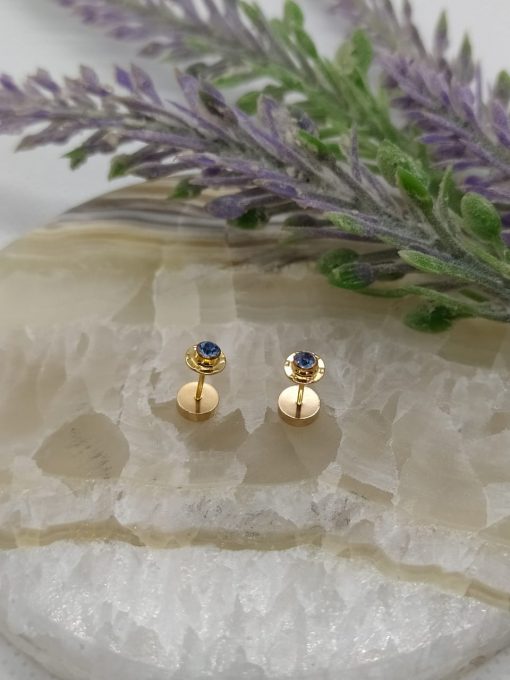 Aros abridores aguamarina 4 mm Oro 14k 7