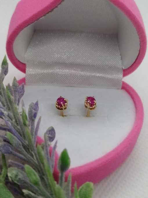 Aros Chatón rubí 4.5 mm para recién nacido Oro 18k 1