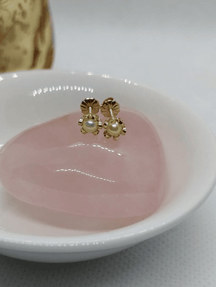 Aros cuello payaso 5 mm perla cultivada para recién nacido Oro 18k