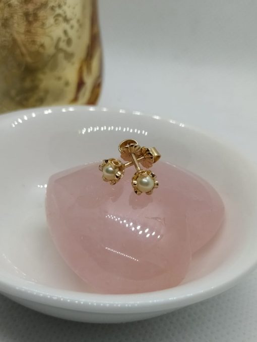 Aros cuello payaso 5 mm perla cultivada para recién nacido Oro 18k 3