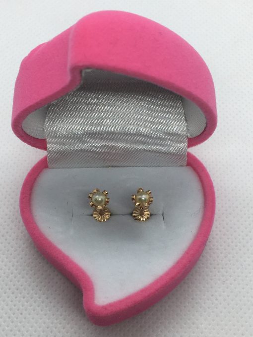 Aros cuello payaso 5 mm perla cultivada para recién nacido Oro 18k 4