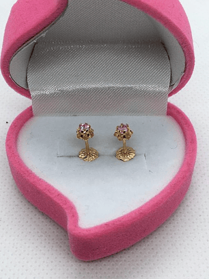 Aros Chatón Italiano Rosa de Francia 3 mm pequeños Oro 18k