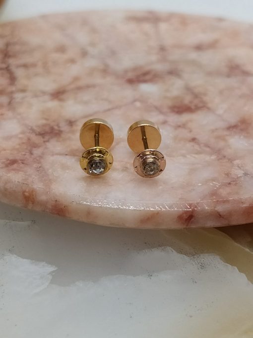 Aros abridores flor circón 4 mm 14k 2