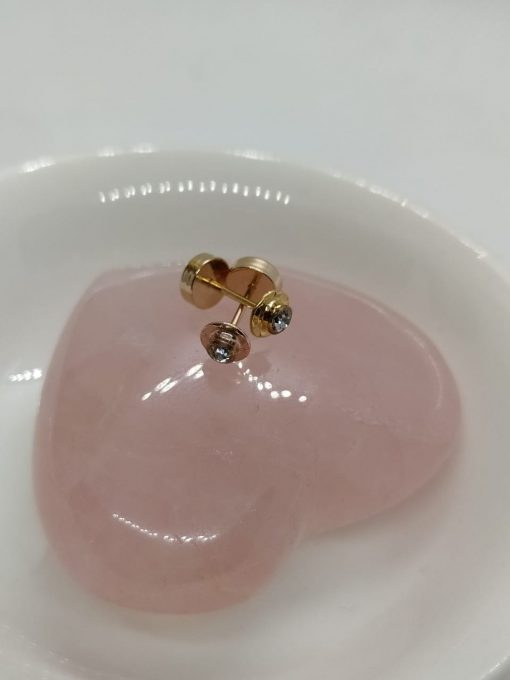 Aros abridores flor circón 4 mm 14k 3