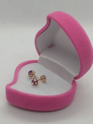 Aros flor Rosa de Francia 5 mm Oro 14k