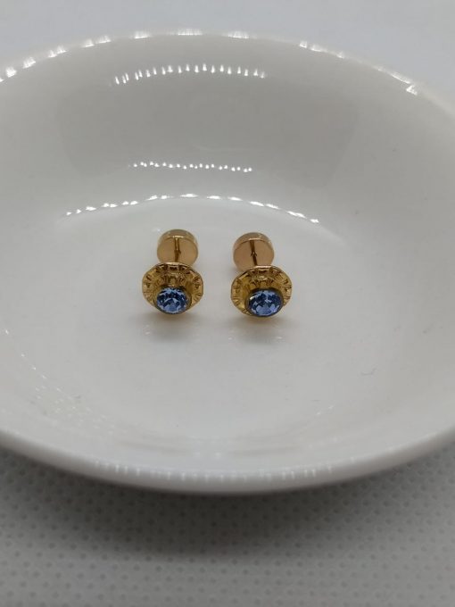 Aros abridores flor aguamarina 7 mm Oro 14k 6