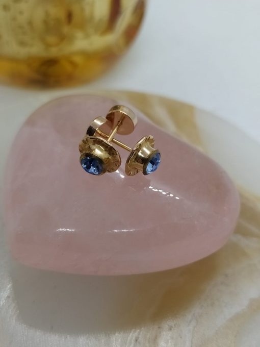 Aros abridores flor aguamarina 7 mm Oro 14k 8