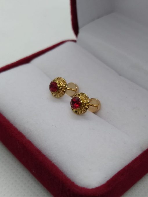 Aros abridores flor rubí 7 mm Oro 14k 5