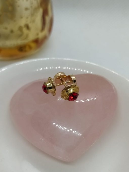 Aros abridores flor rubí 7 mm Oro 14k 6