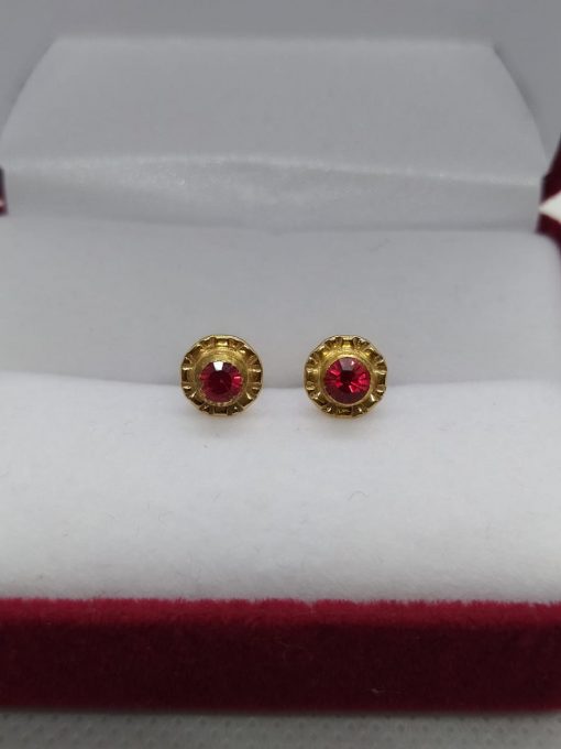 Aros abridores flor rubí 7 mm Oro 14k 7