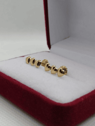 Aros 3 corazón 3 mm alto 1.4 cm largo Oro 18k