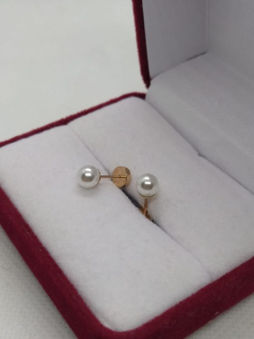 Aros perla 4 mm Oro 14k 3
