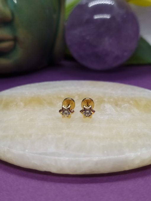 Aros abridores estrella circón Oro 5.5 mm 18k 1