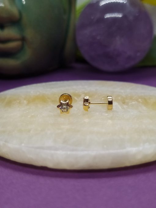 Aros abridores estrella circón Oro 5.5 mm 18k 3