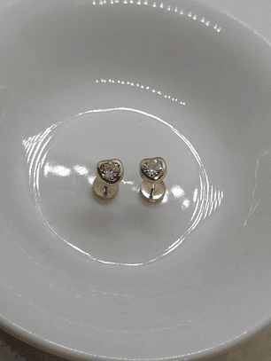 Aros abridores corazon circón 5 mm Oro 18k