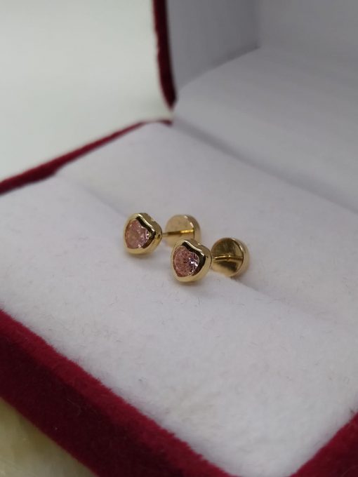 Aros abridores corazon rosa de Francia 5 mm Oro 18k 1
