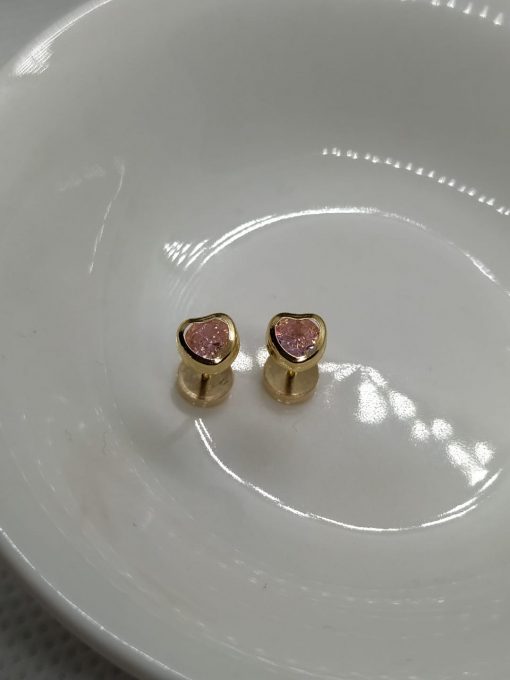 Aros abridores corazon rosa de Francia 5 mm Oro 18k 3