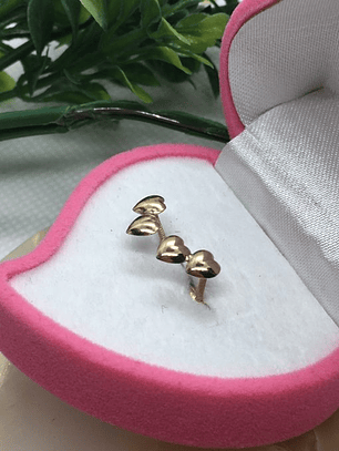 Aros doble corazón 0.8 grs Oro 18k