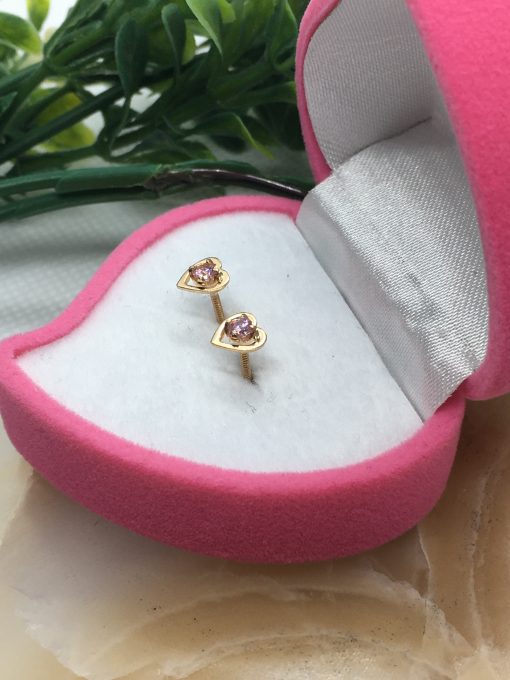 Aros corazón rosa de Francia 1.2 grs Oro 18k 1