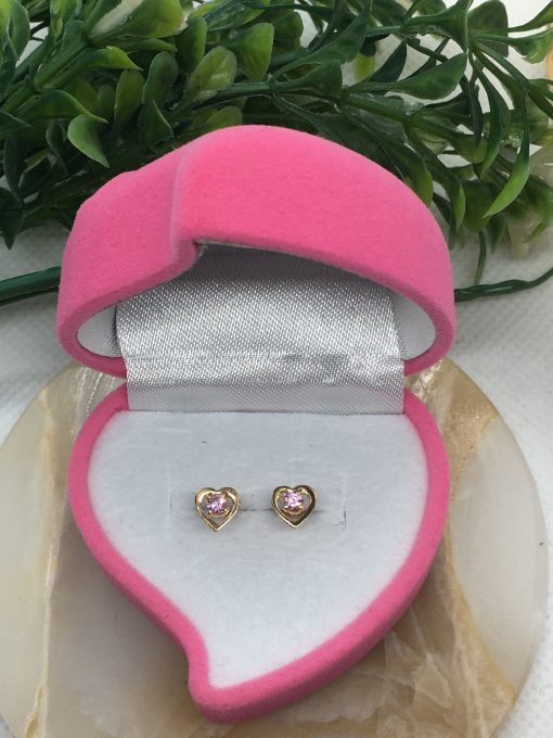 Aros corazón rosa de Francia 1.2 grs Oro 18k 2