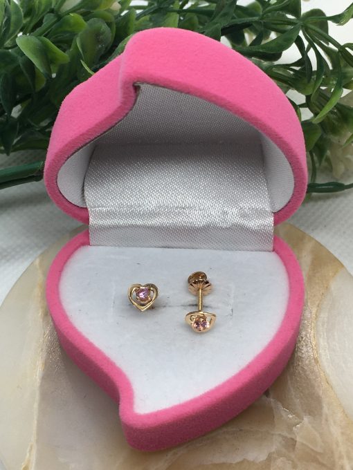 Aros corazón rosa de Francia 1.2 grs Oro 18k 3