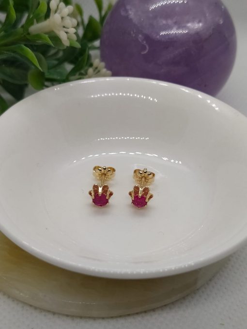 Aros Chatón italiano rubí 1.3 grs Oro 18k 2