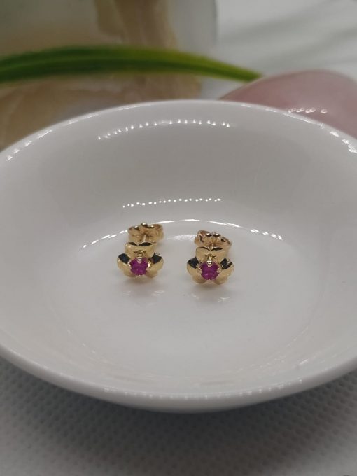 Aros trébol rubí 1.3 grs Oro 18k 3