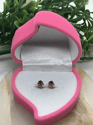 Aros Chatón italiano amatista 4 mm Oro 18k