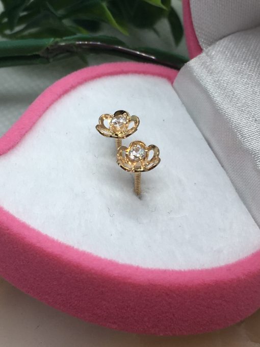 Aros flor circón 7 mm 1.3 grs Oro 18k 3