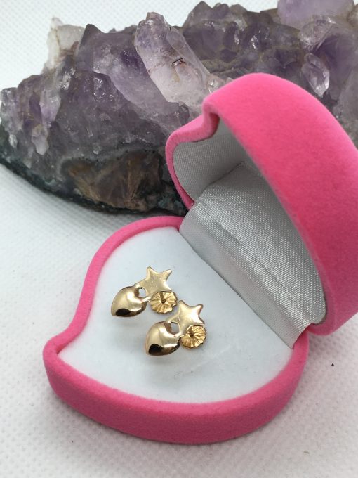 Aros estrella corazón 1.1 grs Oro 18k 1