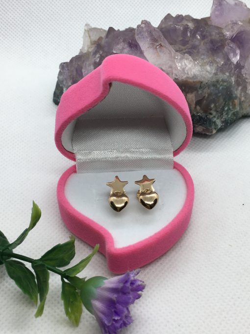 Aros estrella corazón 1.1 grs Oro 18k 2