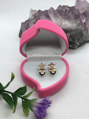 Aros estrella corazón 1.1 grs Oro 18k