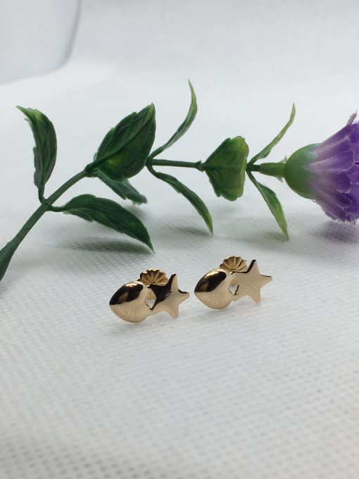 Aros estrella corazón 1.1 grs Oro 18k 3