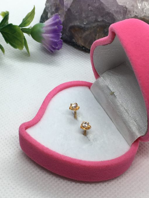 Aros corazón circón 4 mm 1 gr Oro 18k 1