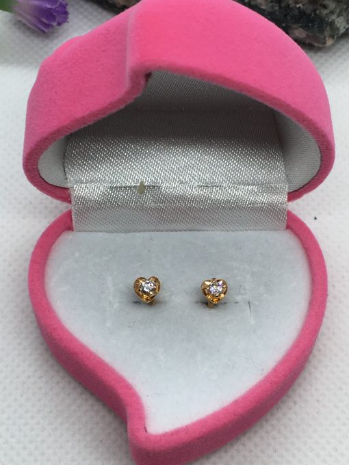 Aros corazón circón 4 mm 1 gr Oro 18k 2