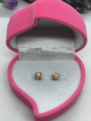 Aros corazón circón 4 mm 1 gr Oro 18k